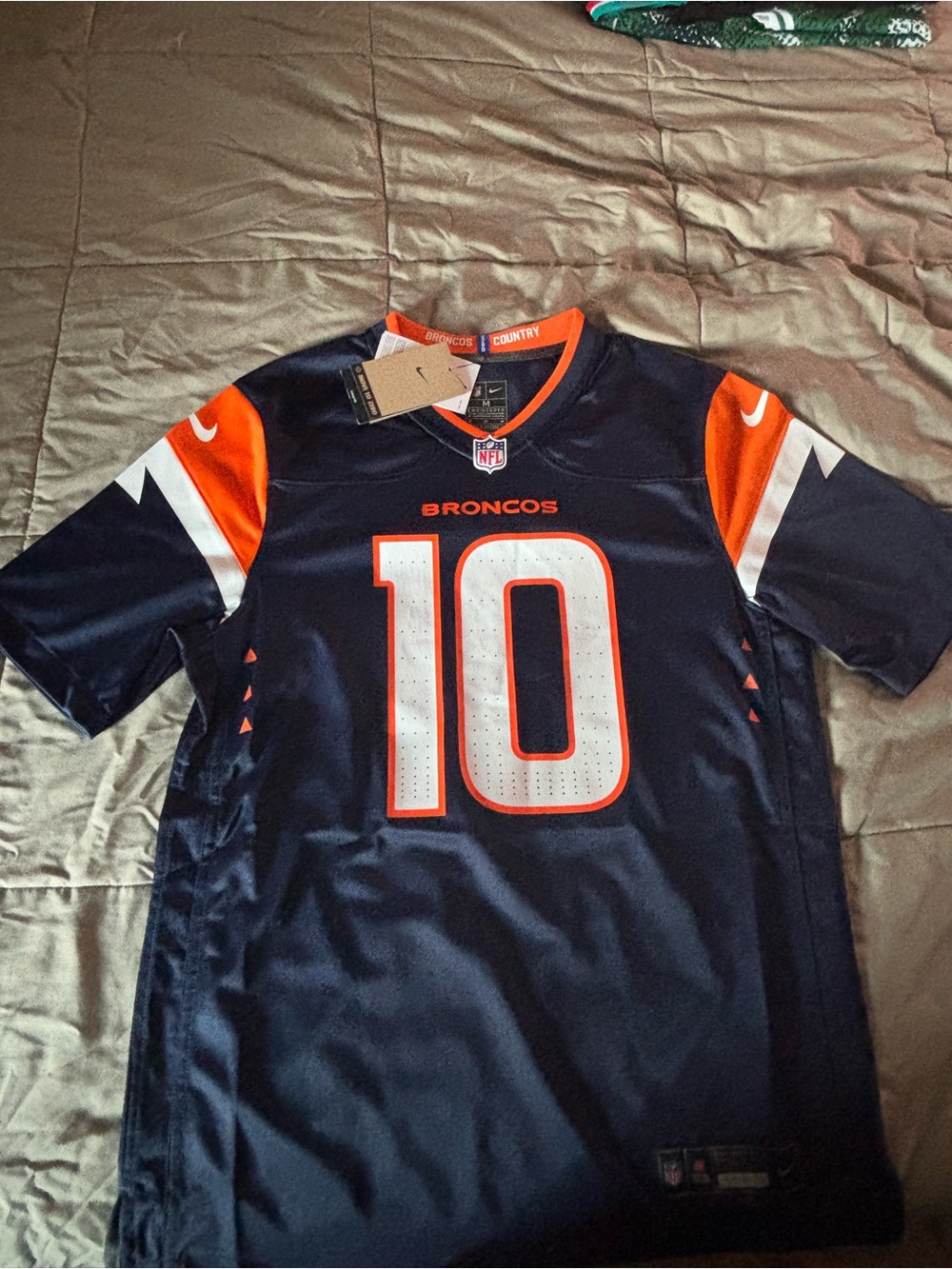 NFL Men’s Navy and Orange Broncos Football Jersey #10 NIX